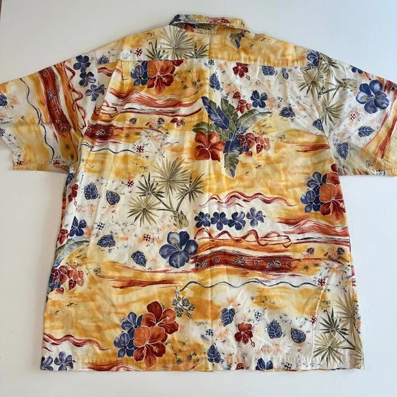 VTG Angelica Floral Hawaiian Shirt USA Tropical‎ Aloha Print Button Collar XL